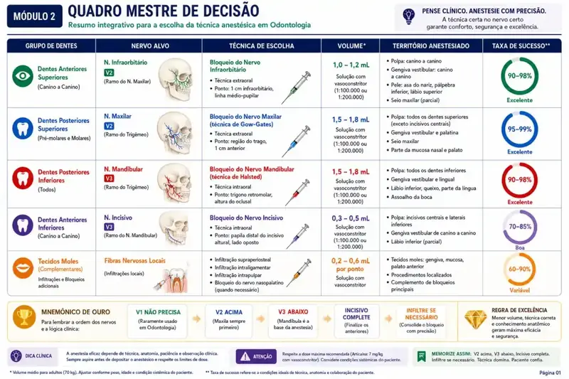 Quadro mestre de decisão da técnica anestésica